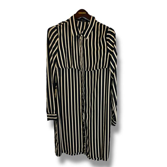 Forever 21 Contemporary Striped Shirt Dress w/ Pockets - M - Picture 1 of 7